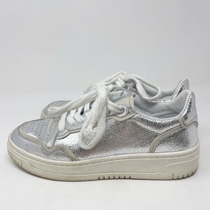 Free People Thirty Love Court Shoe Metallic Silver Sneakers